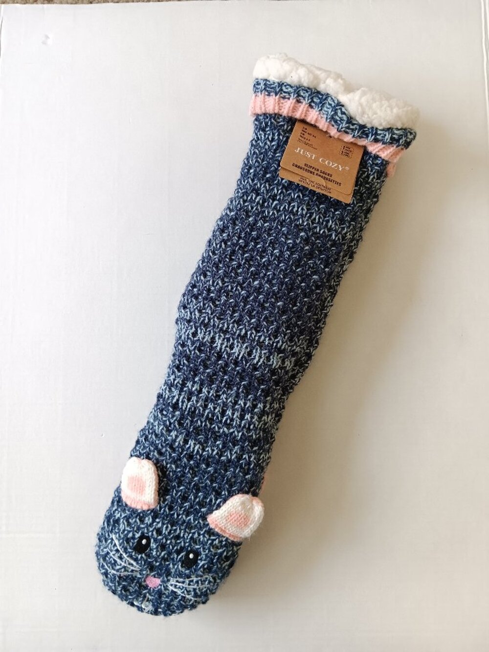 Just Cozy Women's Blue Mouse Cozy Slipper Socks Size S/M Size 5-8